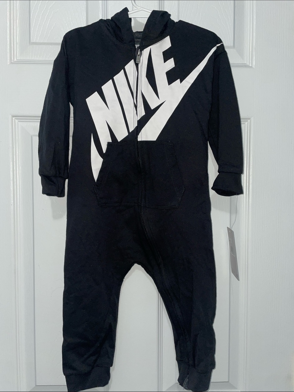Nike Black and White Logo Kids Zip-Up One-Piece